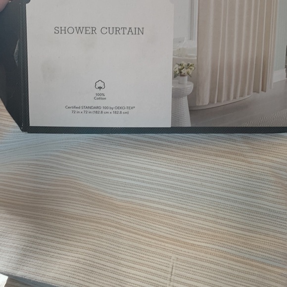Threshold Subtle Striped Textured Shower Curtain Off-White/Cream - Picture 4 of 5